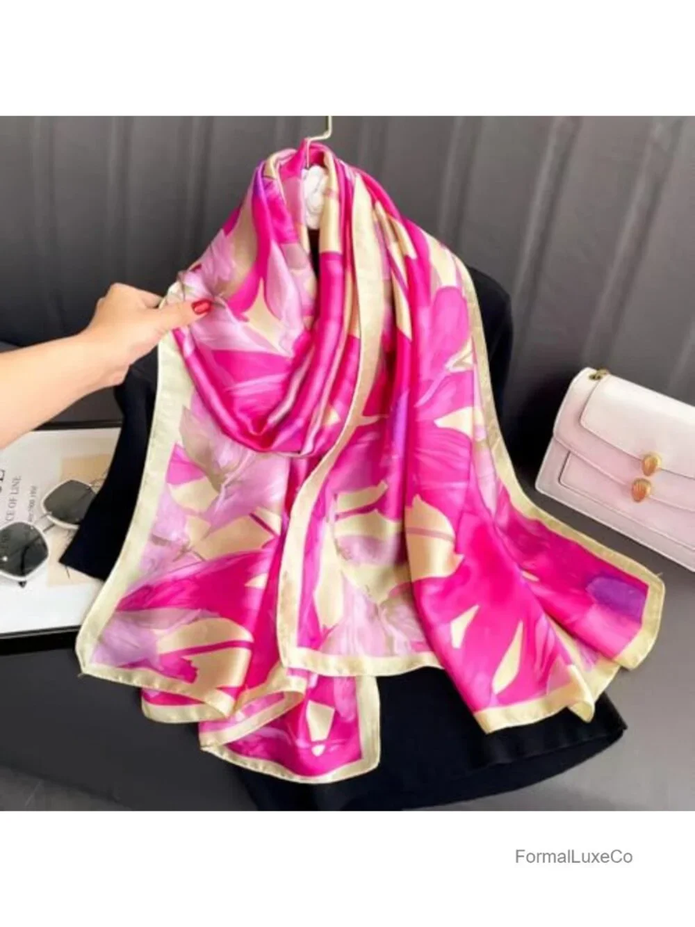 Oversized Luxury Silk Scarf Long Satin Fashion Shawl Wrap